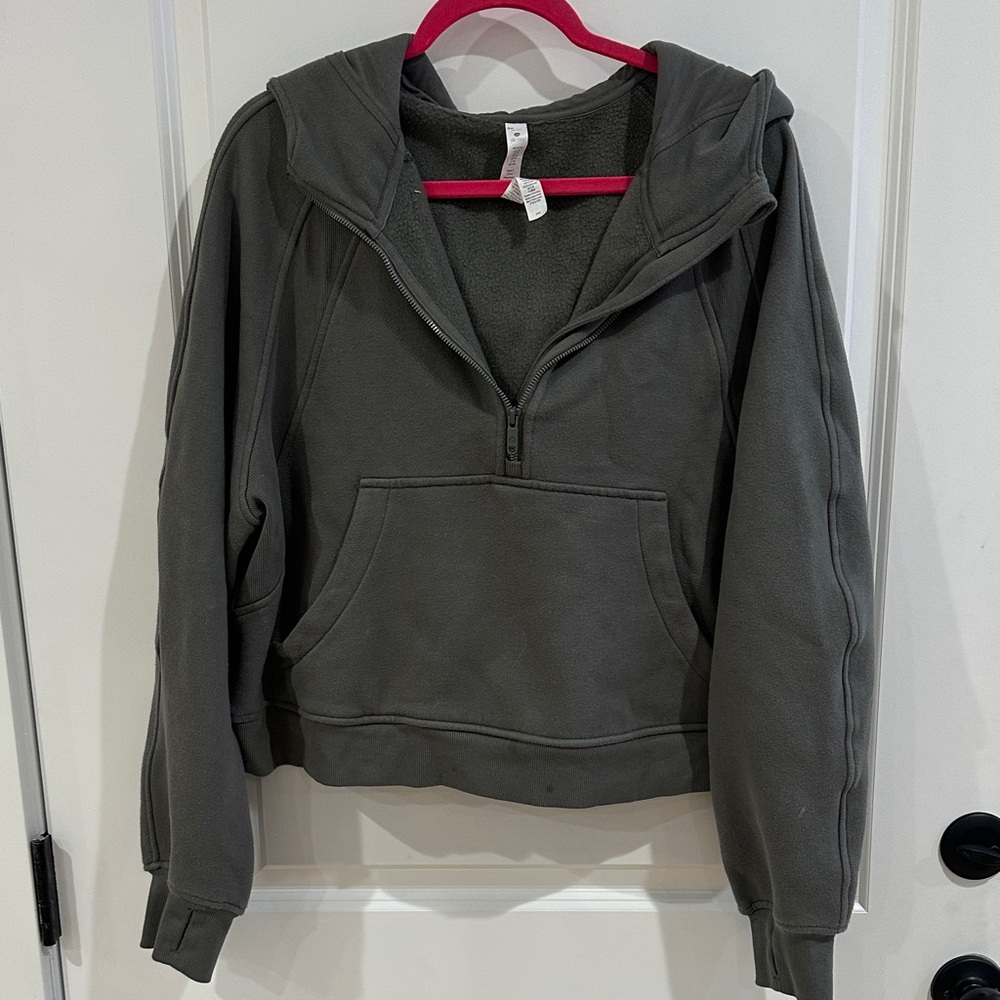 Greenish  grey Half-Zip Hoodie